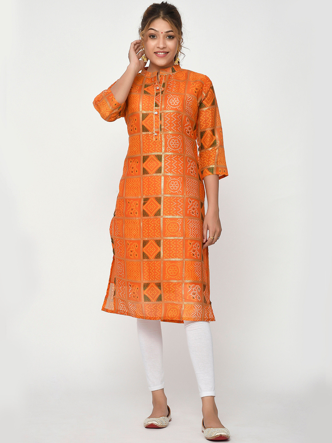 

Kesarya Women Orange Ethnic Motifs Printed Kurta