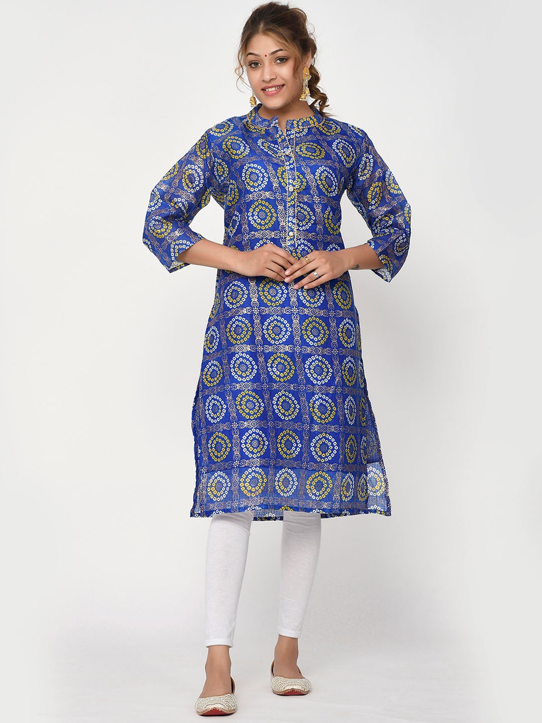 

Kesarya Women Blue Ethnic Motifs Printed Kurta