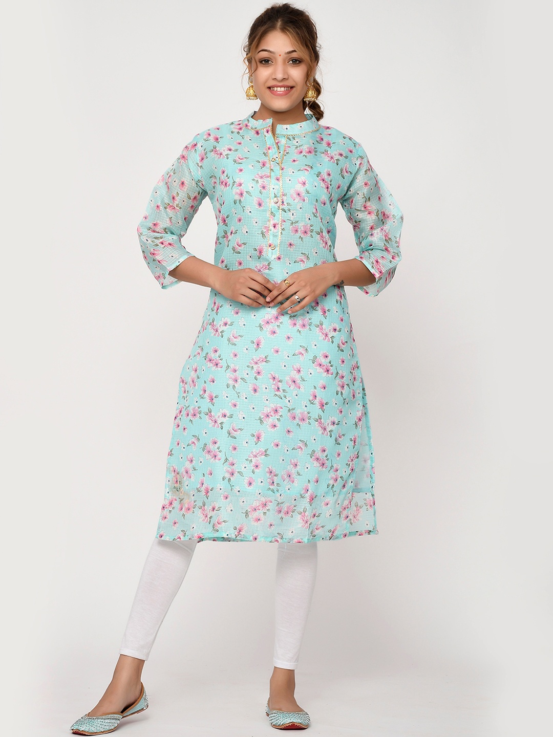 

Kesarya Women Sea Green Floral Printed Kurta