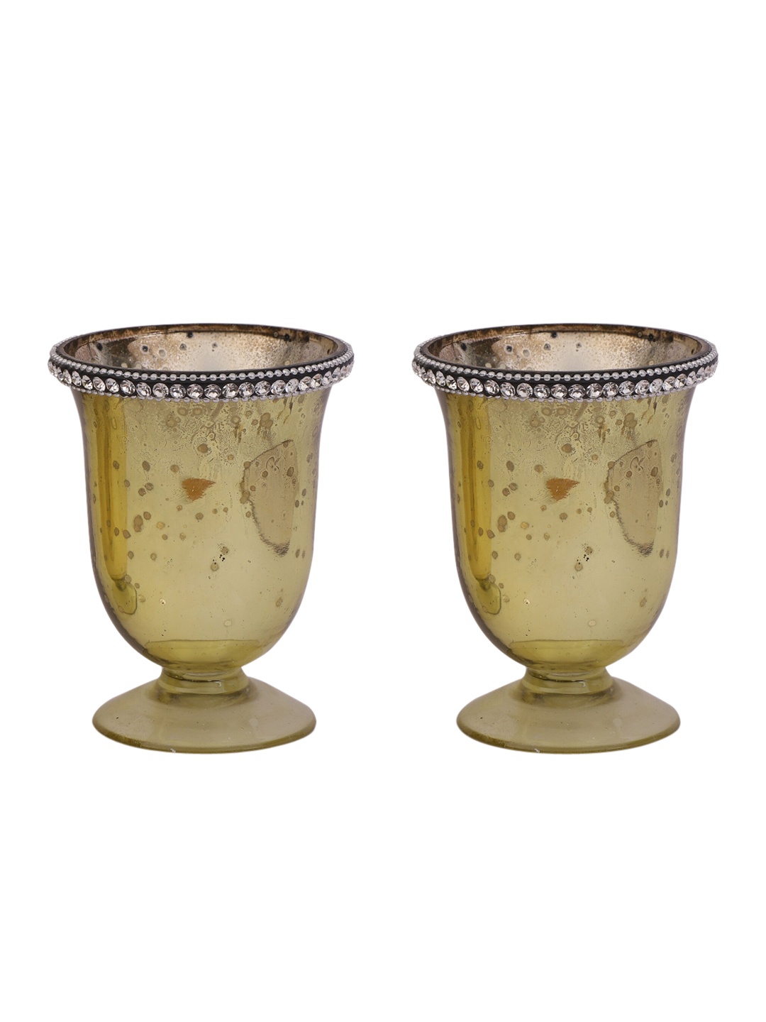 

HomeTown Set of 2 Gold-Toned Textured Candle Holders