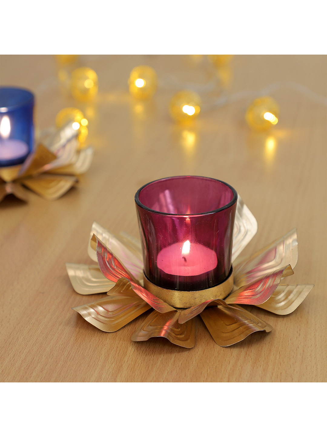 

HomeTown Violet Lotus Votive Candle Holders