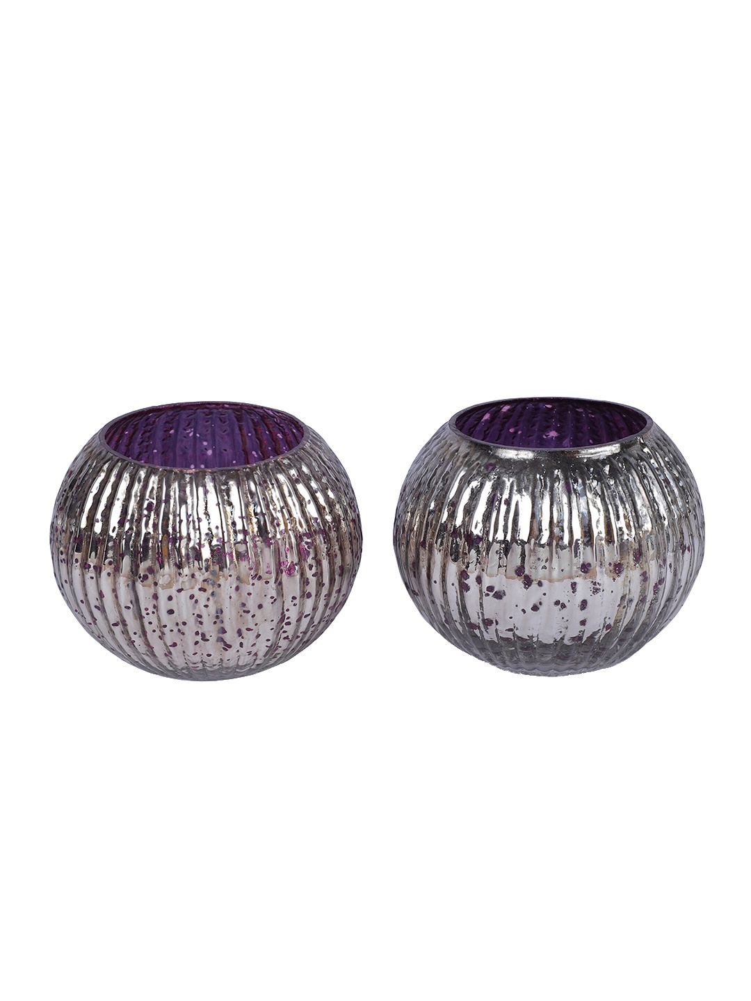 

HomeTown Set Of 2 Violet Textured Glass Votive Holder