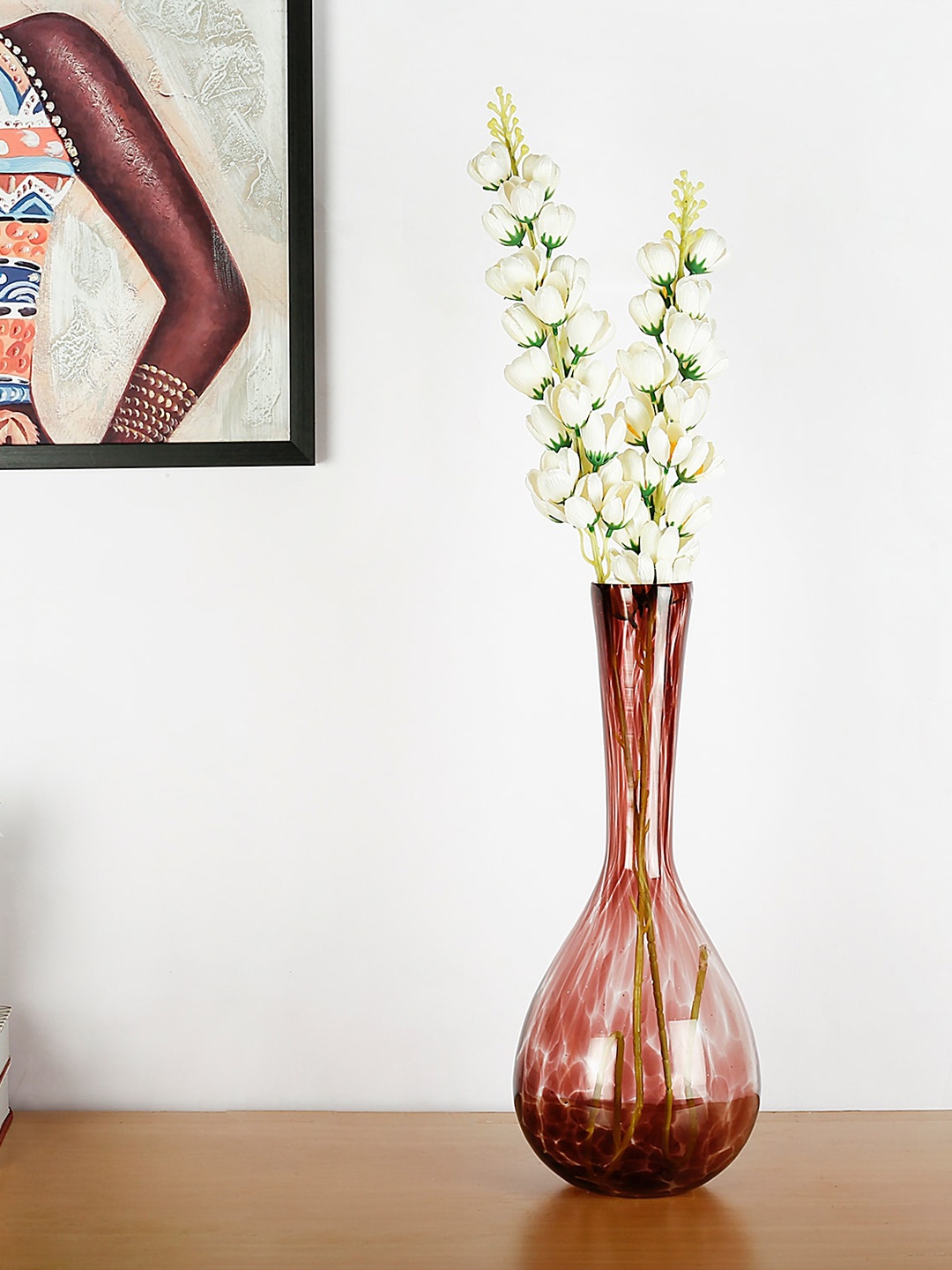 

HomeTown Red Patterned Glass Vase