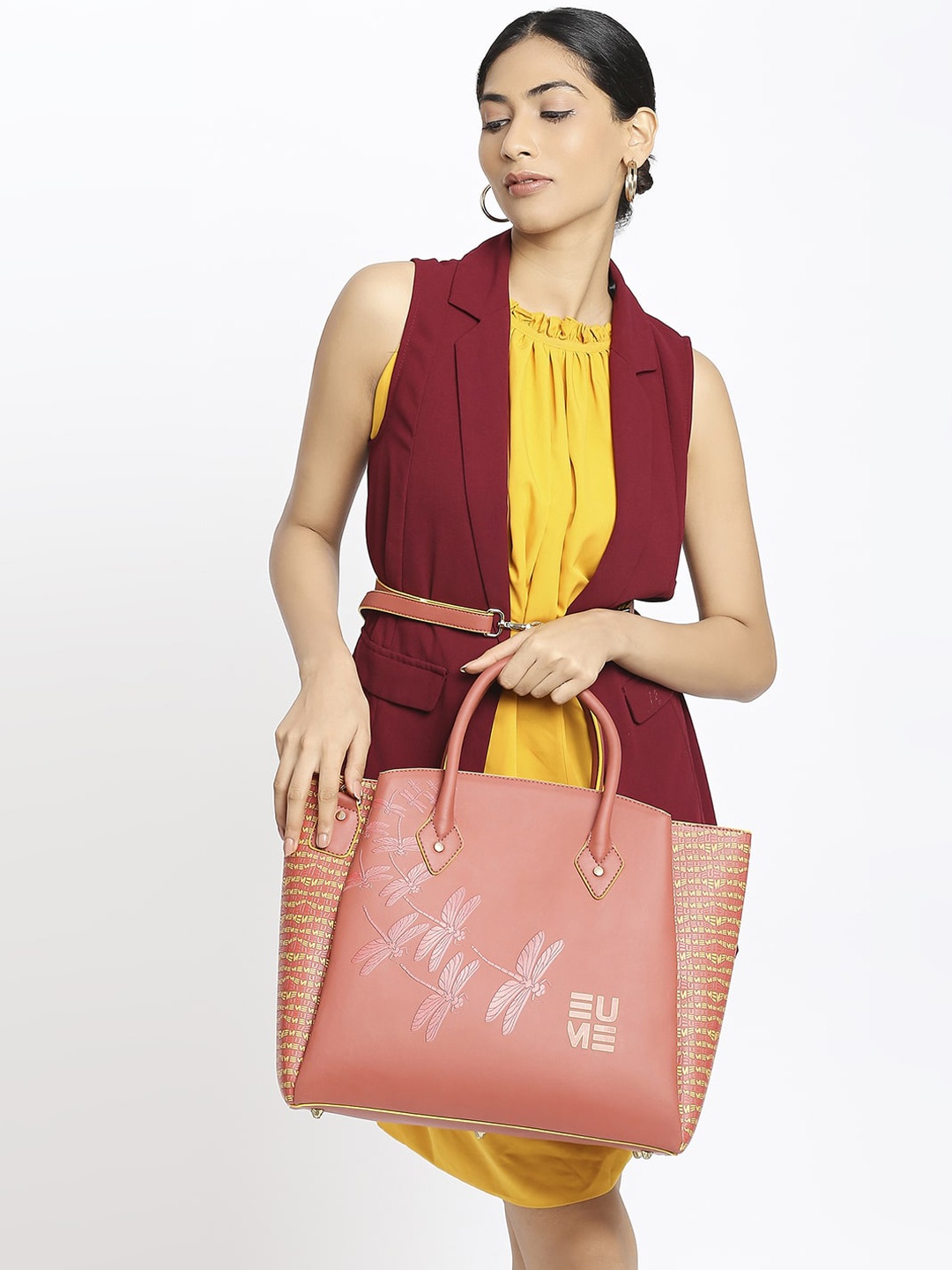 

EUME Women Red Printed Oversized Structured Handbag