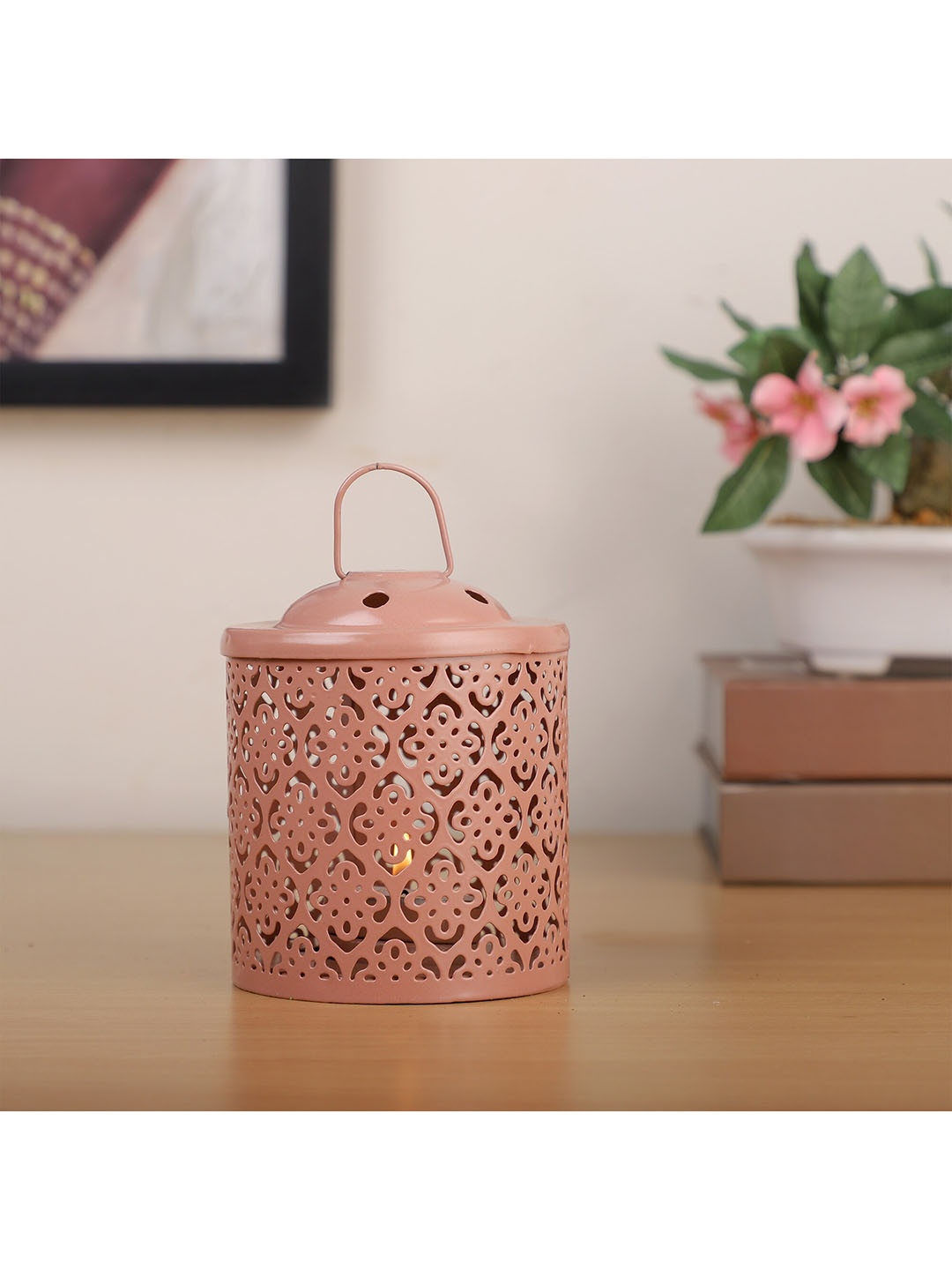 

HomeTown Pink Solid Lantern Tea-Light Candle Holder