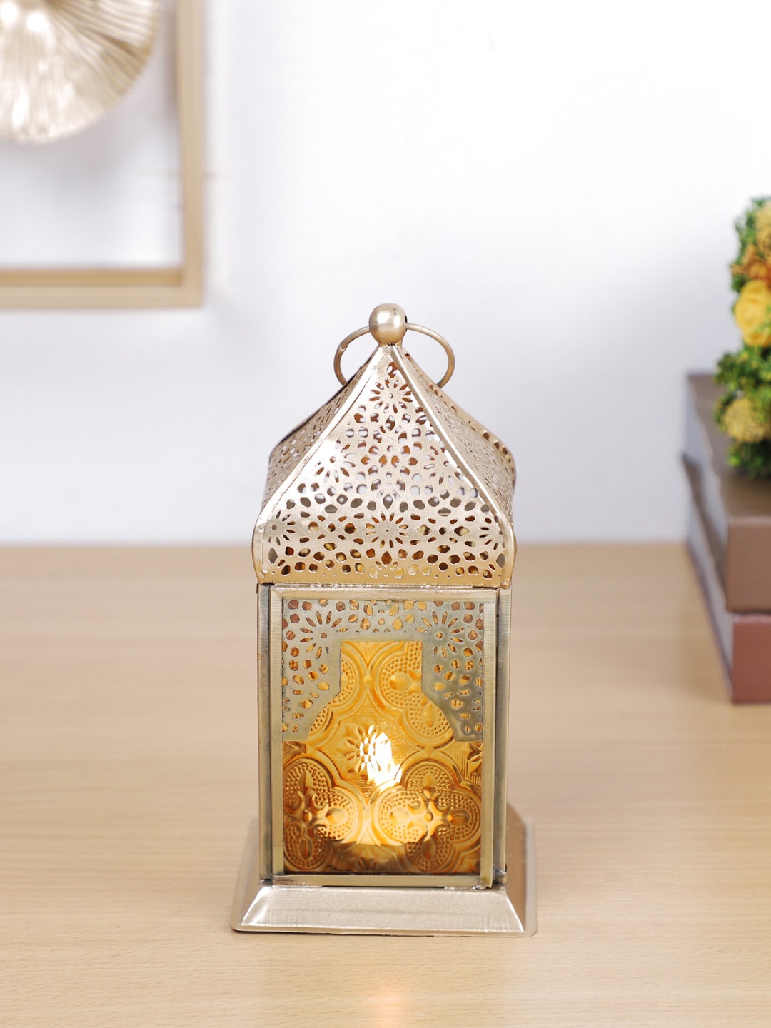 

HomeTown Mustard Yellow Textured Lantern Candle Holder