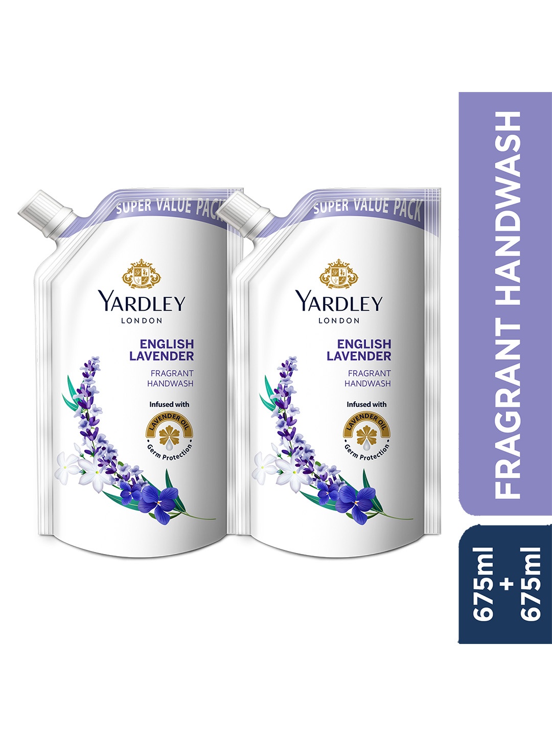 

YARDLEY LONDON Set of 2 English Lavender Hand Wash with Pure Lavender Oil - 675 ml each, Purple