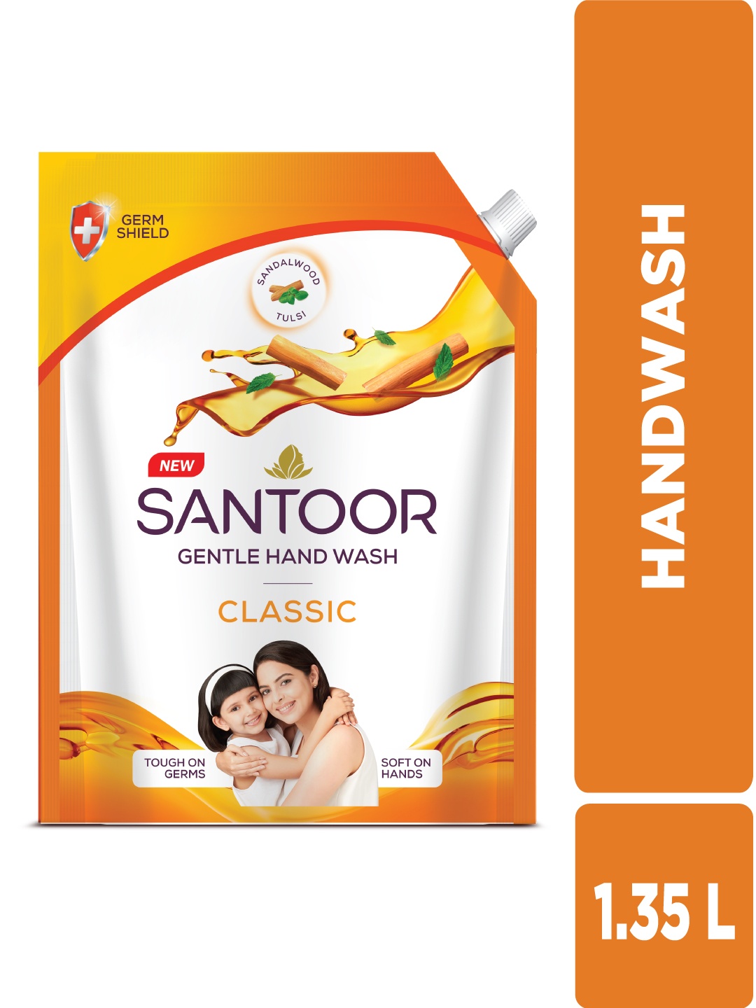

Santoor Classic Gentle Hand Wash with Sandalwood & Tulsi - 1500ml, Orange