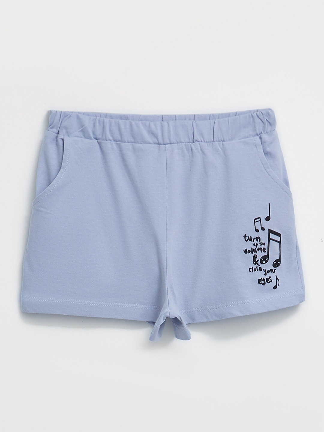 

LC Waikiki Girls Grey & Black Pure Cotton Typography Printed Shorts