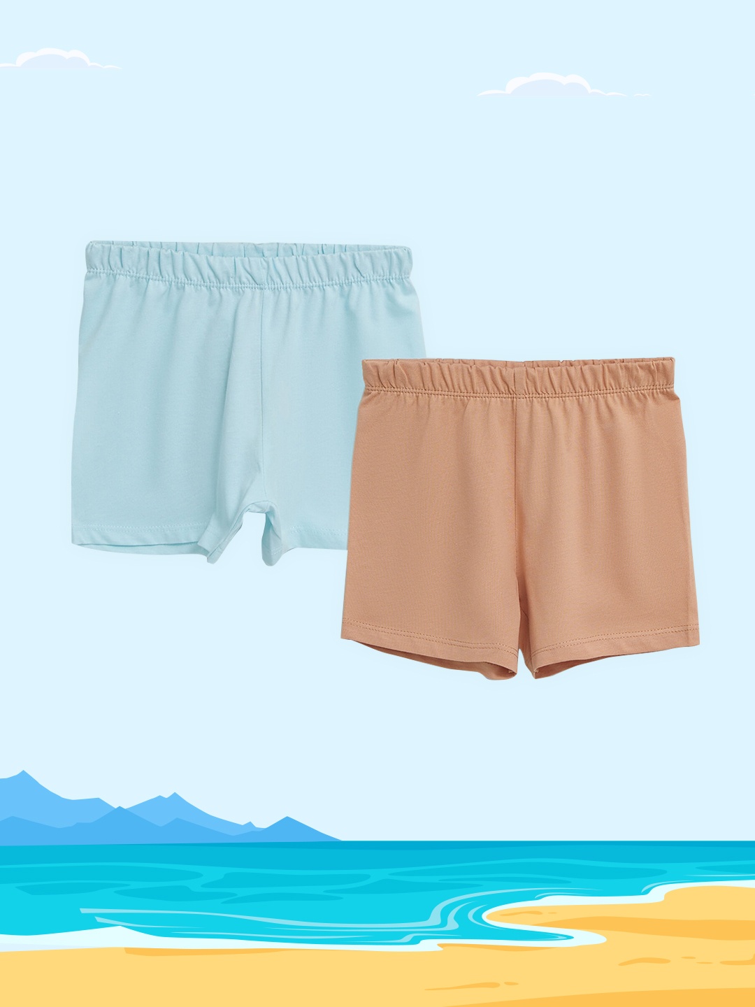 

LC Waikiki Boys Pack of 2 Pure Cotton Solid Shorts, Blue
