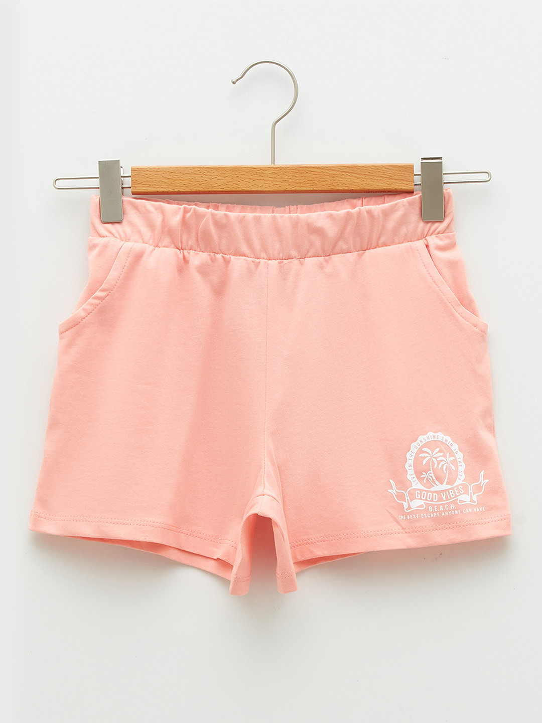 

LC Waikiki Girls Peach-Coloured Pure Cotton Shorts