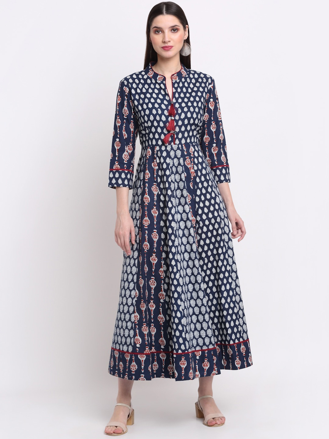 

KALINI Women Navy Blue Ethnic Motifs Printed Anarkali Kurta
