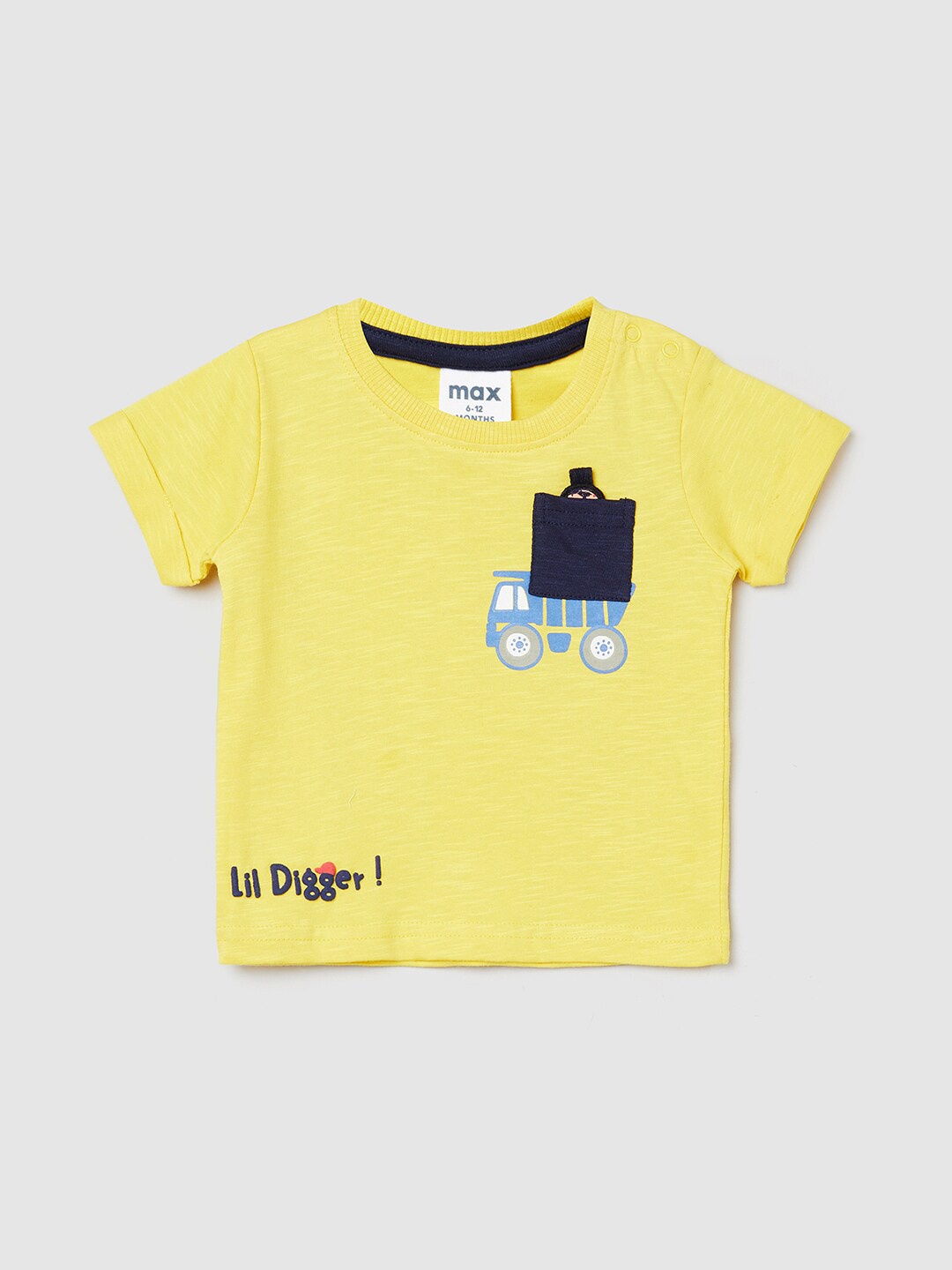 

max Boys Yellow Typography Pure Cotton T-shirt