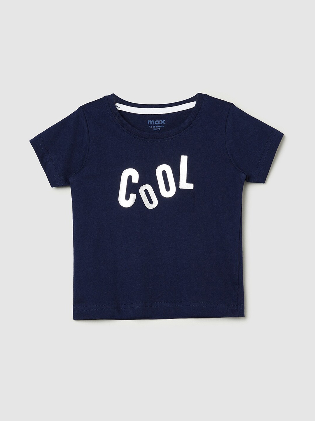 

max Boys Blue Typography Pure Cotton T-shirt