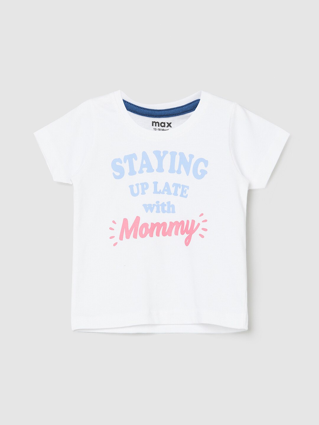

max Boys White Typography Printed Pure Cotton T-shirt
