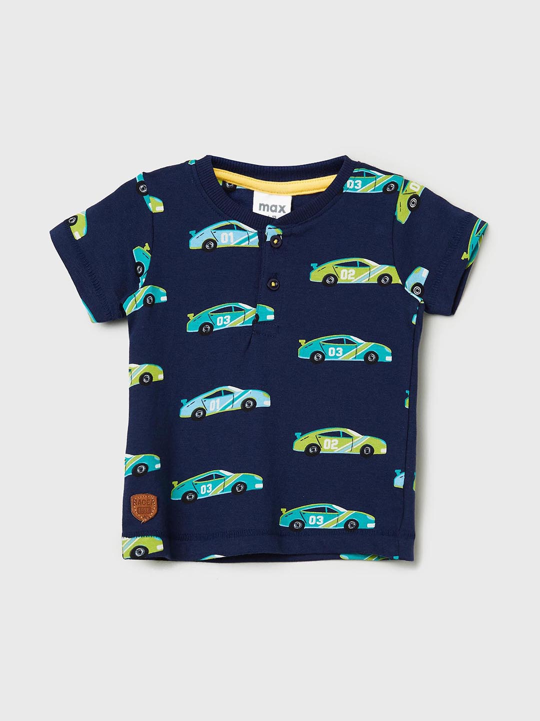 

max Kids Boys Blue Printed Pure Cotton T-shirt