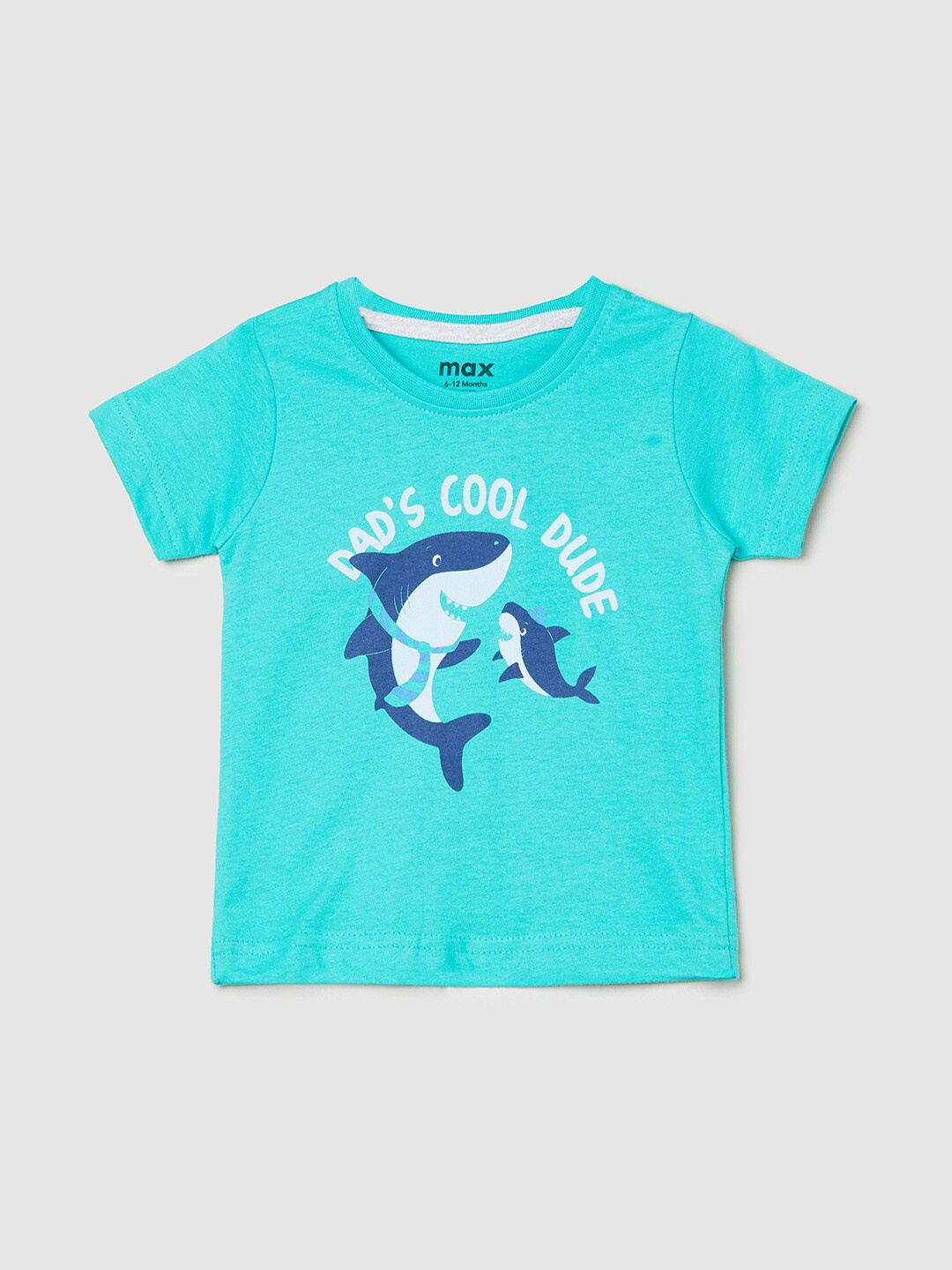 

max Kids Boys Blue Typography Printed Pure Cotton Applique T-shirt