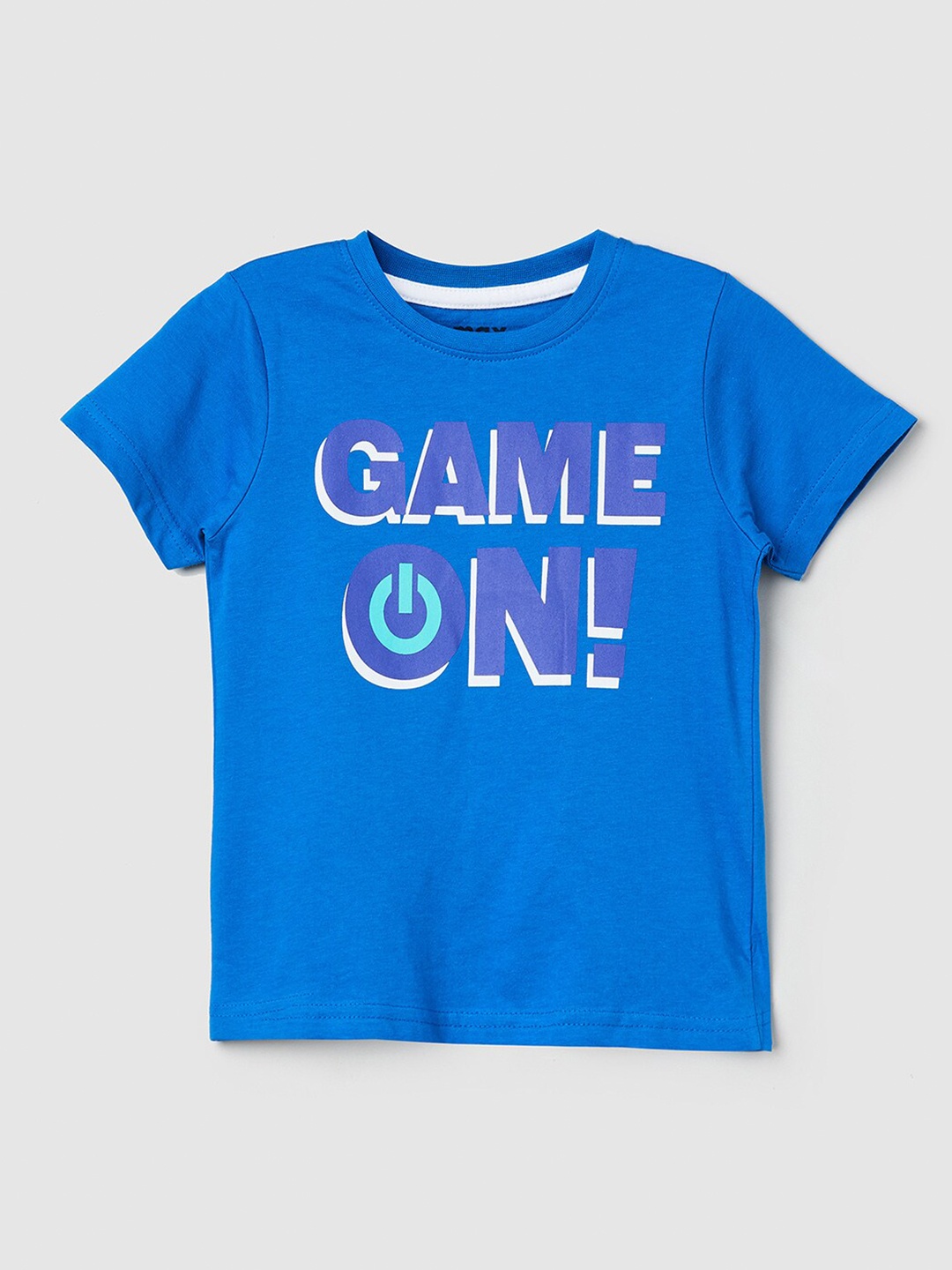 

max Kids Boys Blue Typography Printed Pure Cotton T-shirt