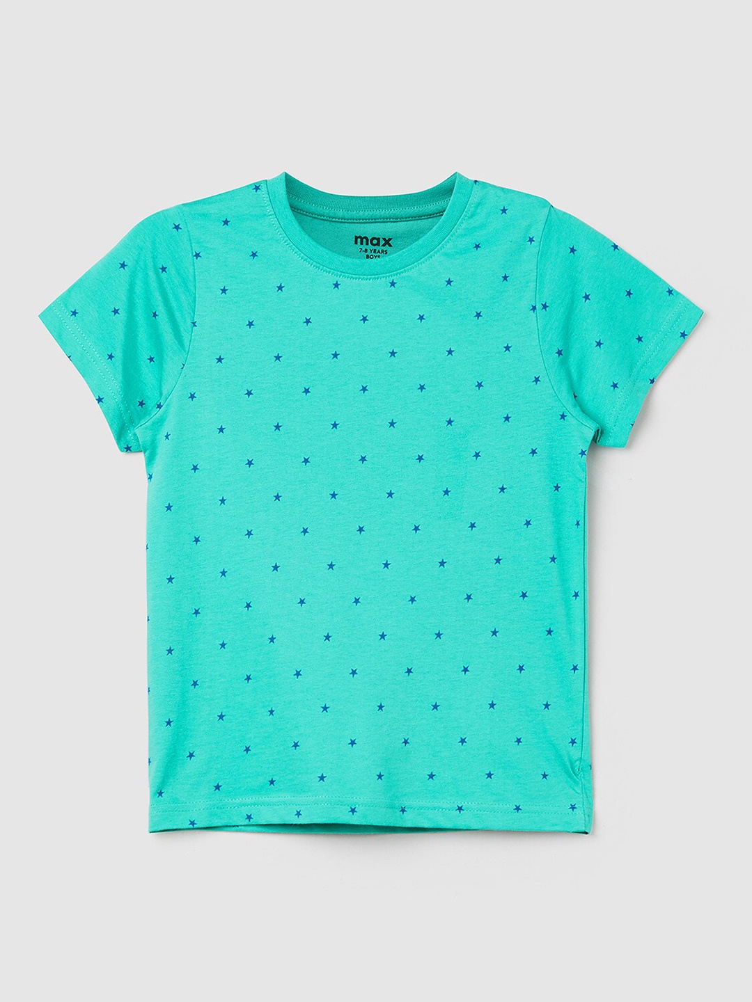 

max Kids Boys Blue Printed Pure Cotton T-shirt