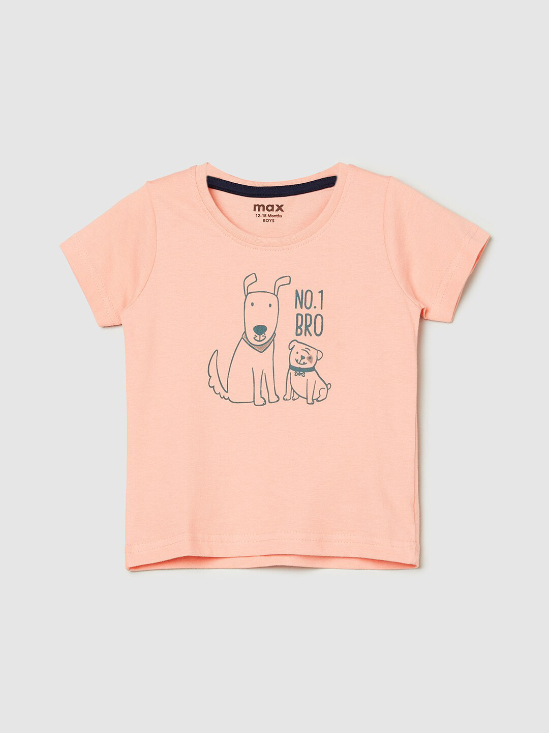 

max Boys Pink Printed Pure Cotton T-shirt