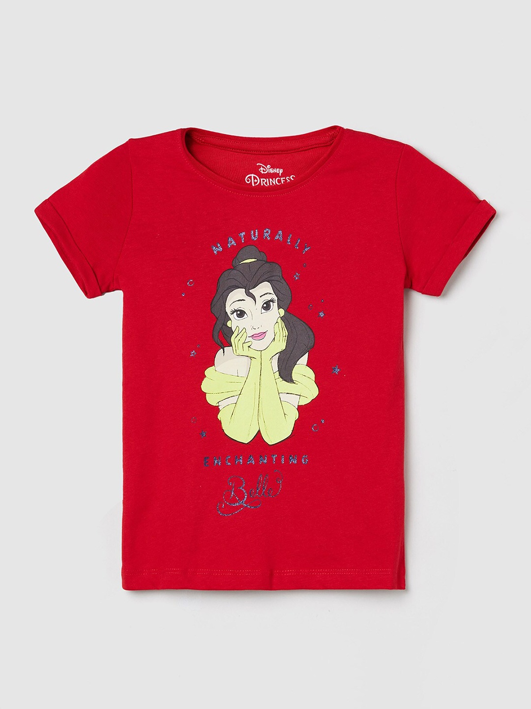 

max Kids Girls Red Printed Pure Cotton T-shirt