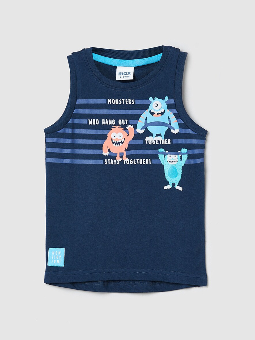 

max Boys Blue Printed Pure Cotton T-shirt