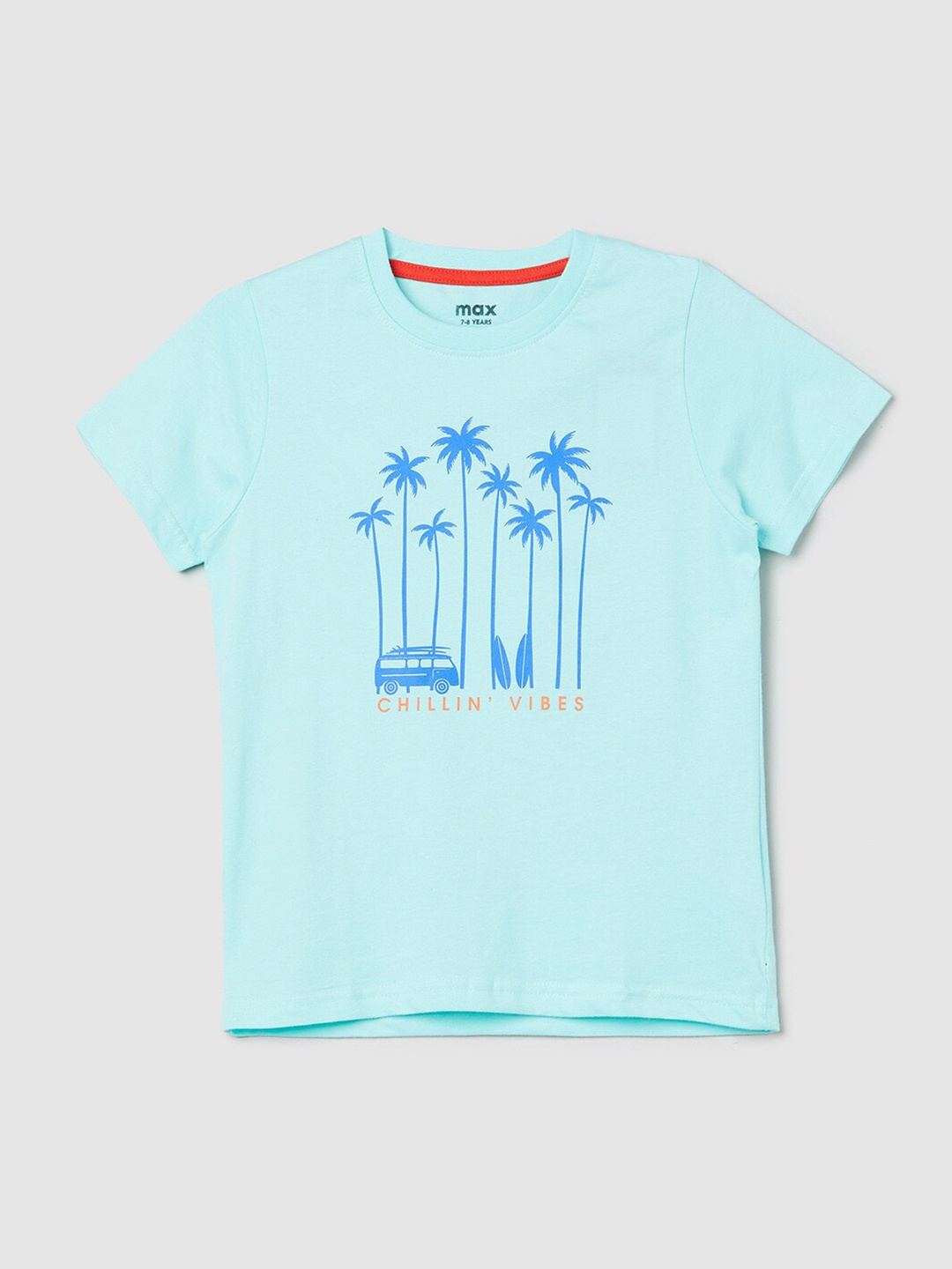 

max Boys Green Printed Pure Cotton T-shirt