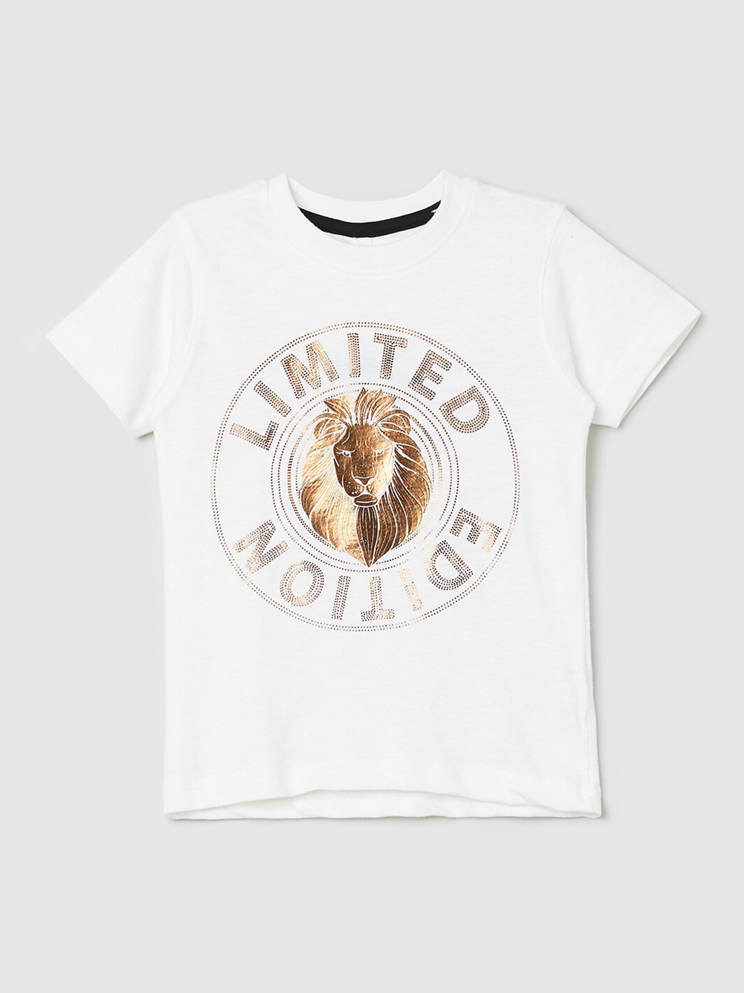

max Boys White Typography Printed Pure Cotton T-shirt
