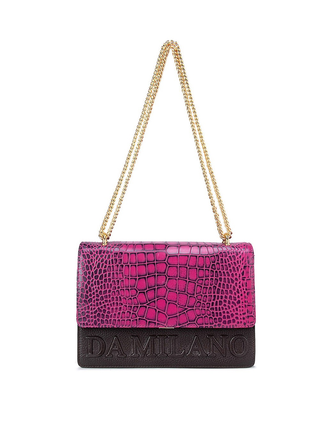 

Da Milano Pink Animal Printed Leather Structured Sling Bag