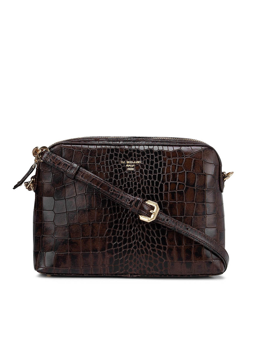 

Da Milano Brown Animal Textured Leather Structured Sling Bag