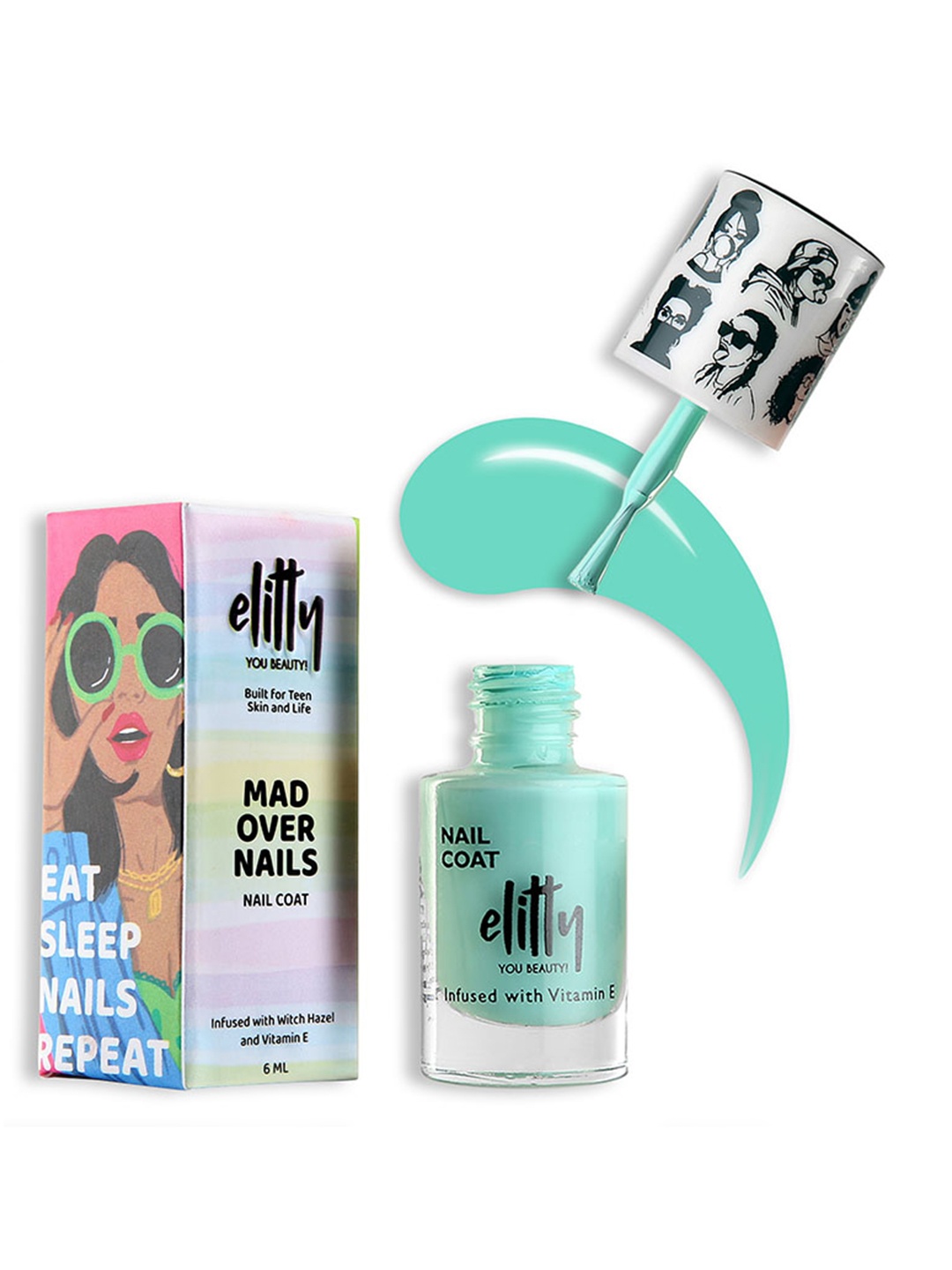 

Elitty Mad Over Nails 12 Toxin Free Matte Nail Polish with Witch Hazel 6ml - Planet Her, Green