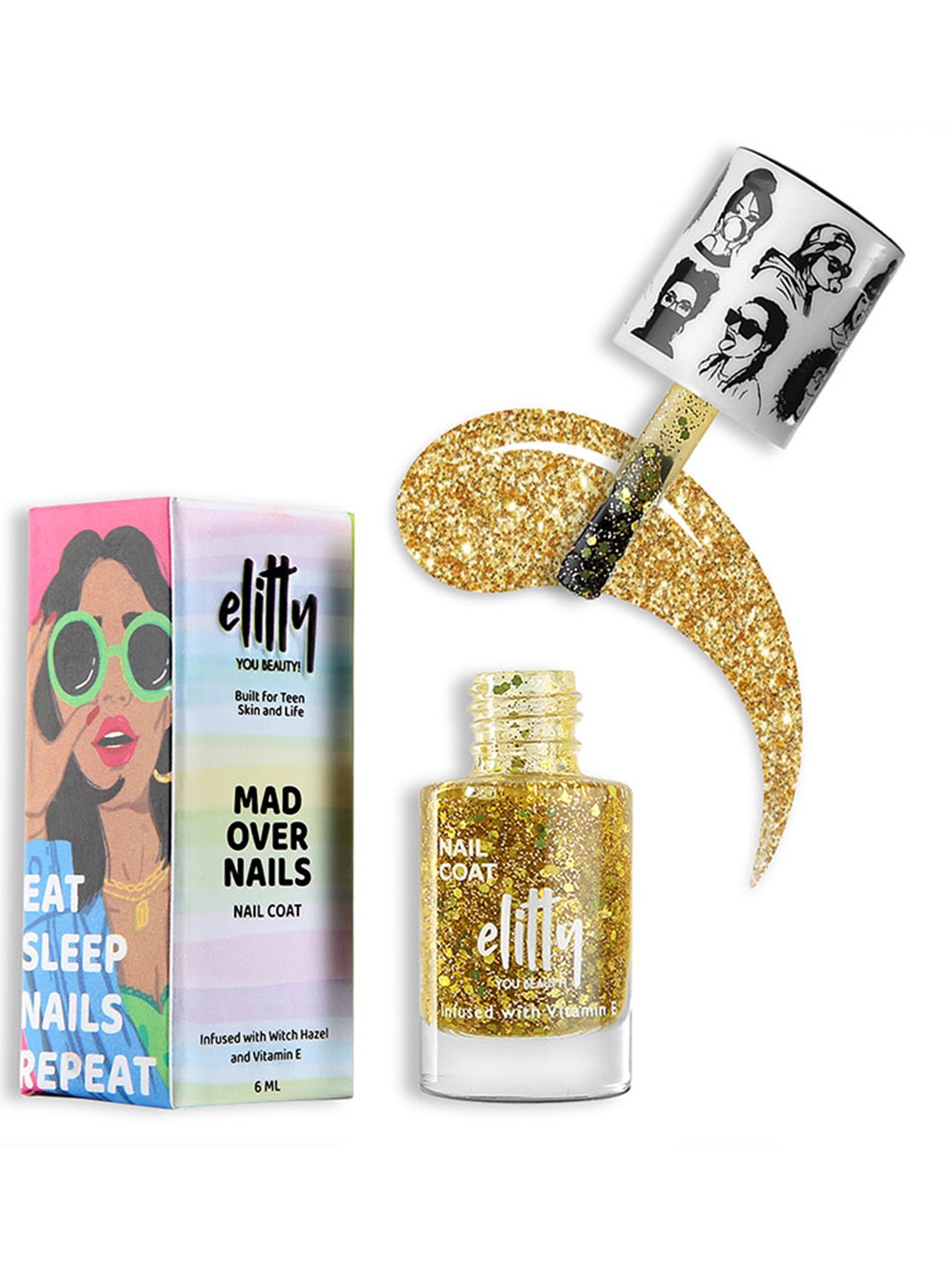 

Elitty Mad Over Nails Shimmer Nail Polish with Witch Hazel 6 ml - Golden Hour, Gold