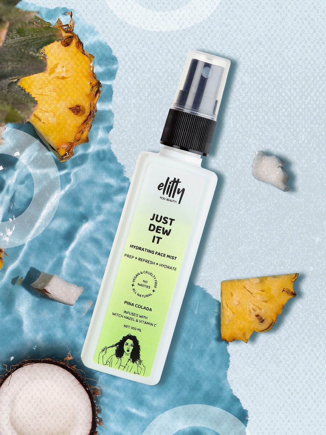 

Elitty Just Dew It - Hydrating Face Mist for Hydrating & Soothing 100 ml-Pina Colada-Fresh, Green