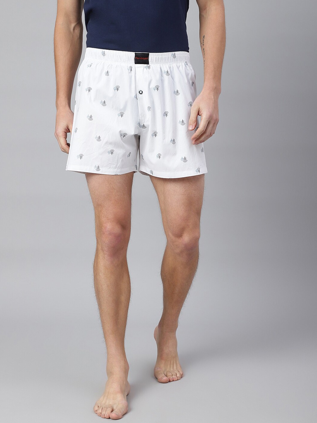 

FLAMBOYANT Men White Printed Cotton Boxers