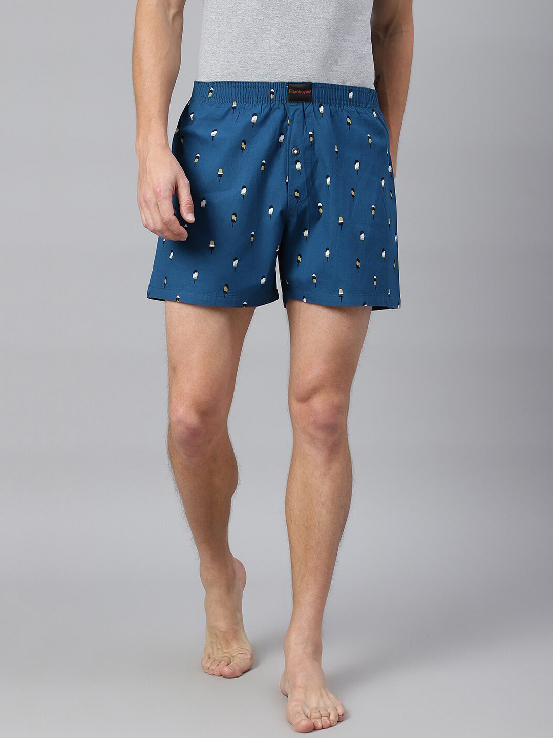 

FLAMBOYANT Men Blue Printed Cotton Boxers