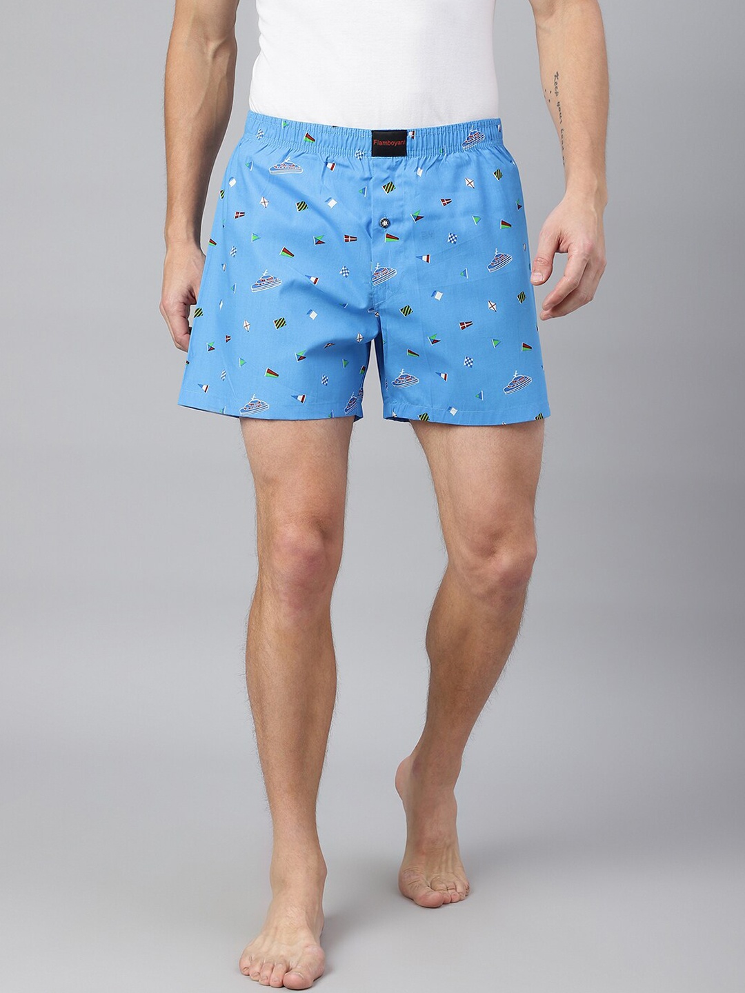 

FLAMBOYANT Men Blue Printed Pure Cotton Boxers