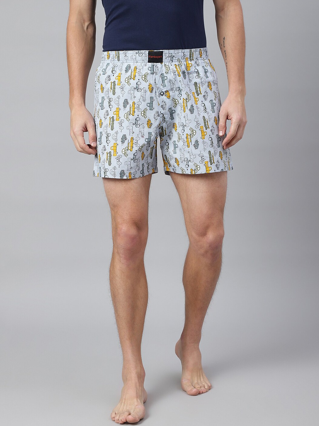

FLAMBOYANT Men Blue Printed Pure Cotton Boxers