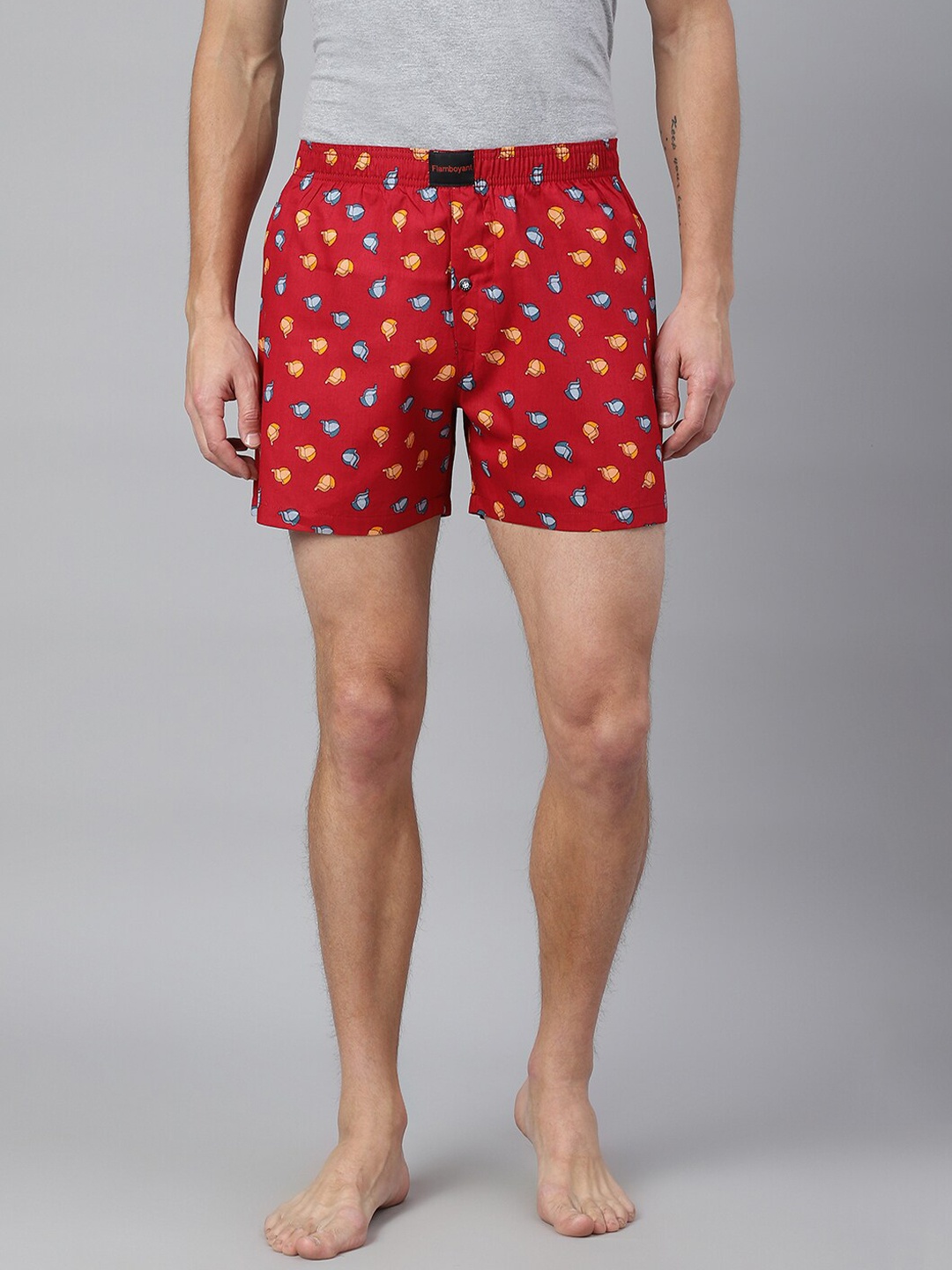 

FLAMBOYANT Men Red Printed Pure Cotton Boxers