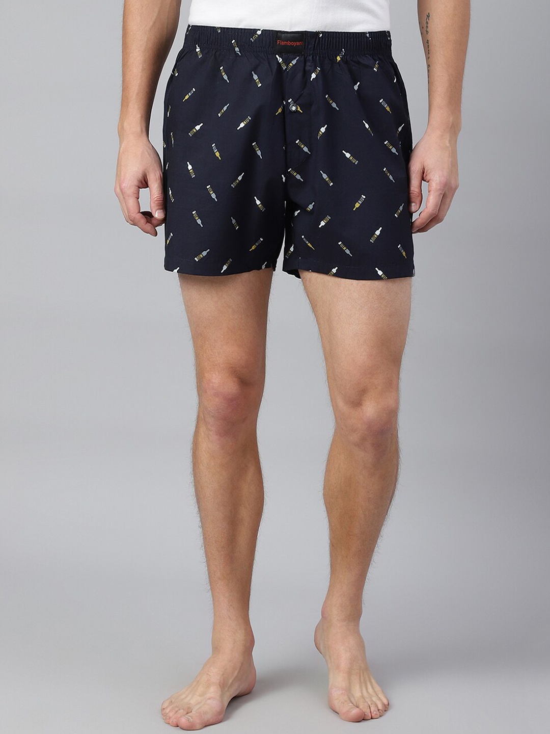 

FLAMBOYANT Men Navy Blue Printed Pure Cotton Boxers