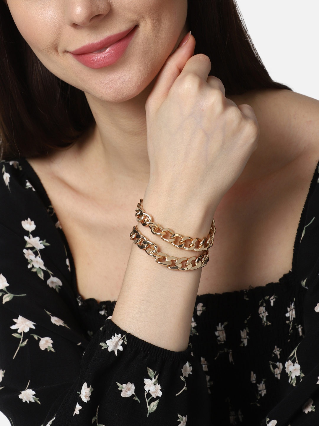 

FOREVER 21 Women 2 Gold-Toned Link Bracelet