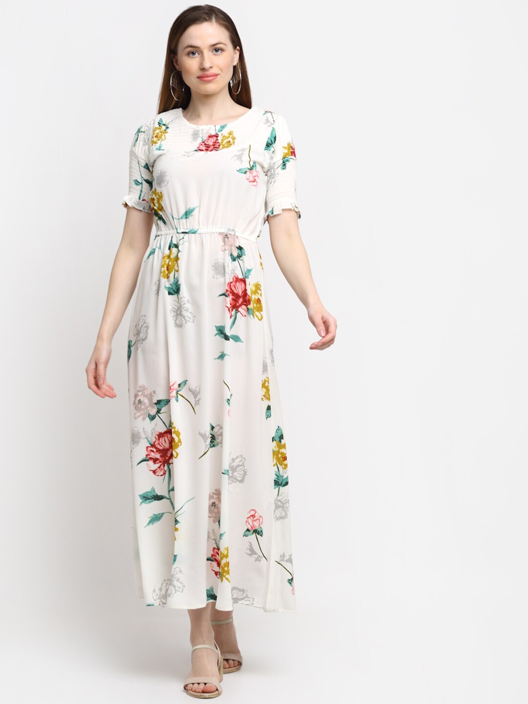 

SiaVira WOMEN White Floral Maxi Dress