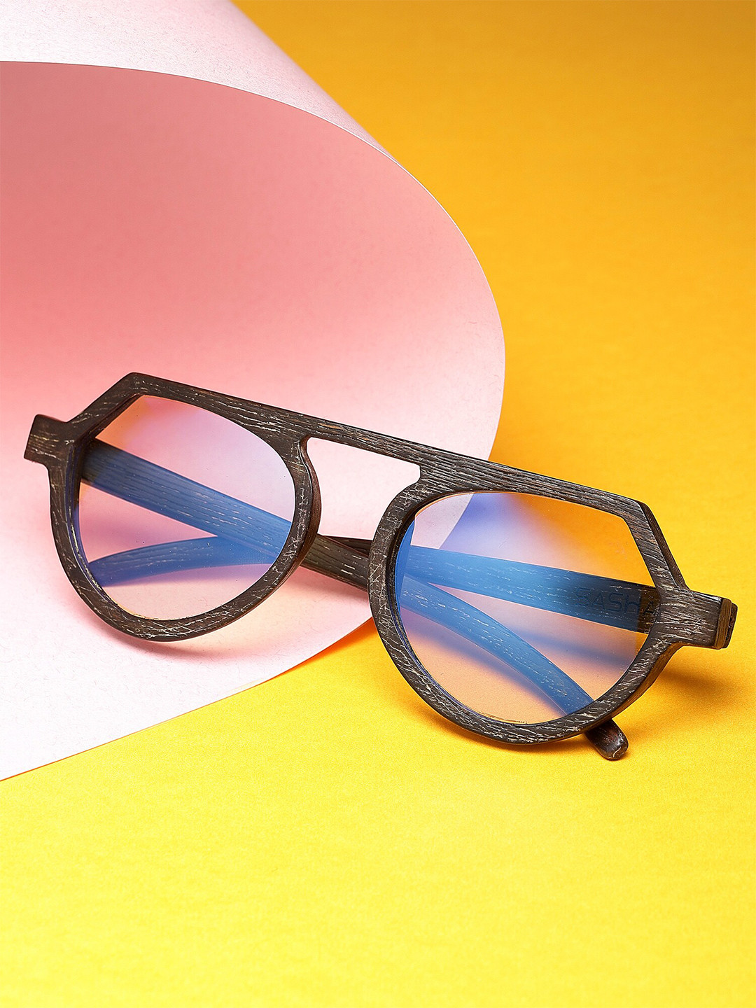

SASHA Unisex Clear Lens & Black Round Sunglasses VRSG-116-Burnt Espresso & Clear lens