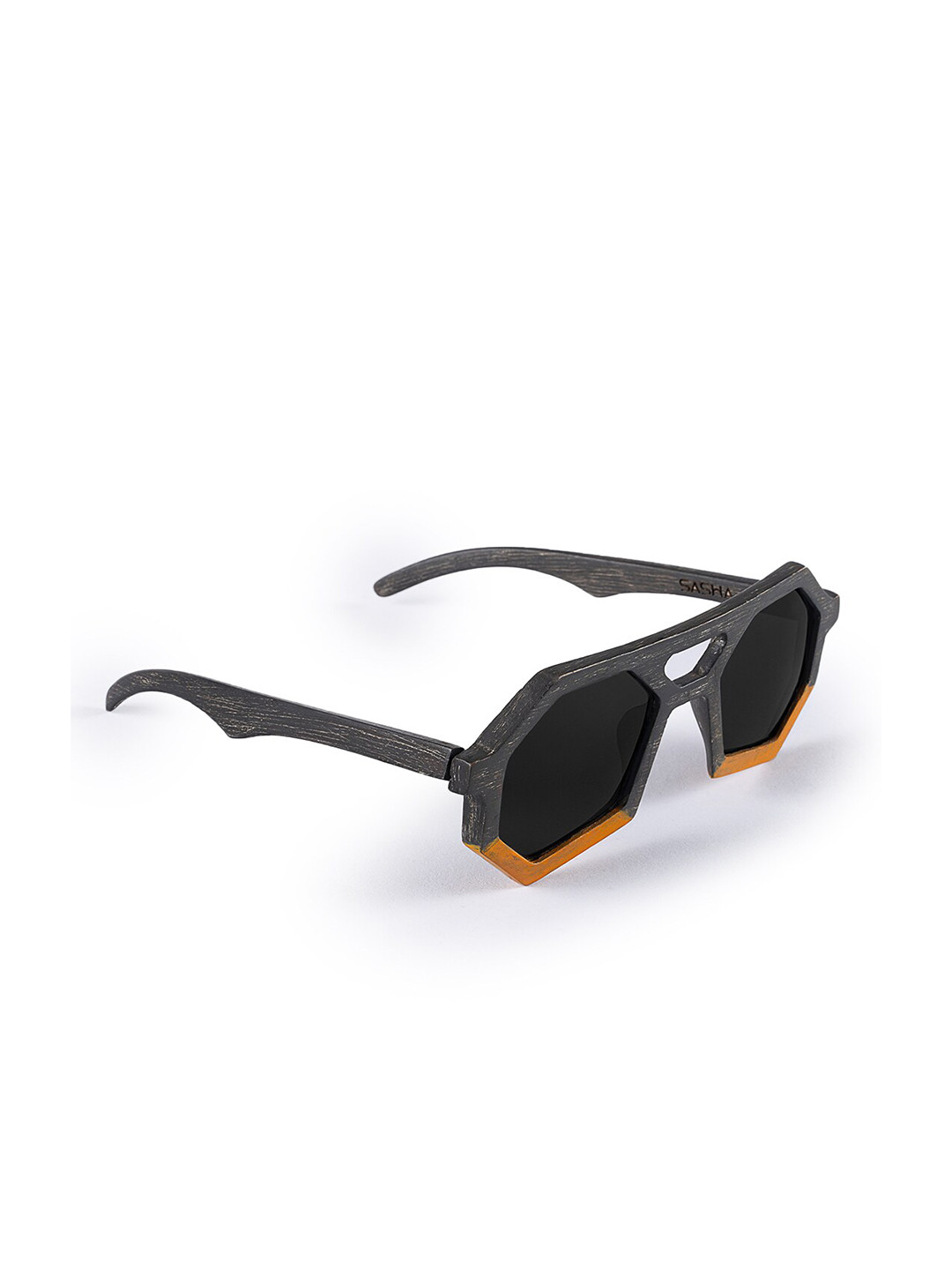 

SASHA Unisex Black Lens & Gunmetal-Toned Aviator Sunglasses with Polarised and UV Protected Lens, Grey