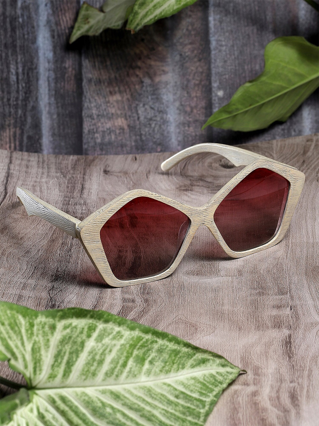 

SASHA Unisex Red Lens & Purple Sunglasses VRSG-102-Cream Wash & Red Gradient lens, Peach