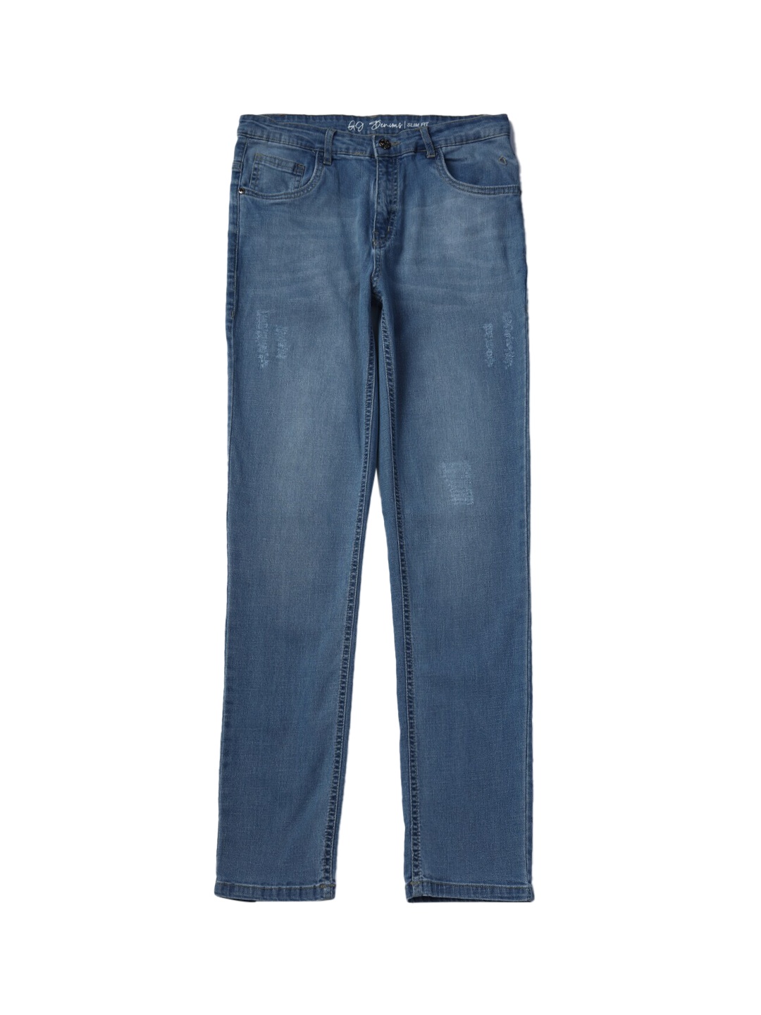 

Gini and Jony Boys Blue Straight Fit Low Distress Light Fade Jeans