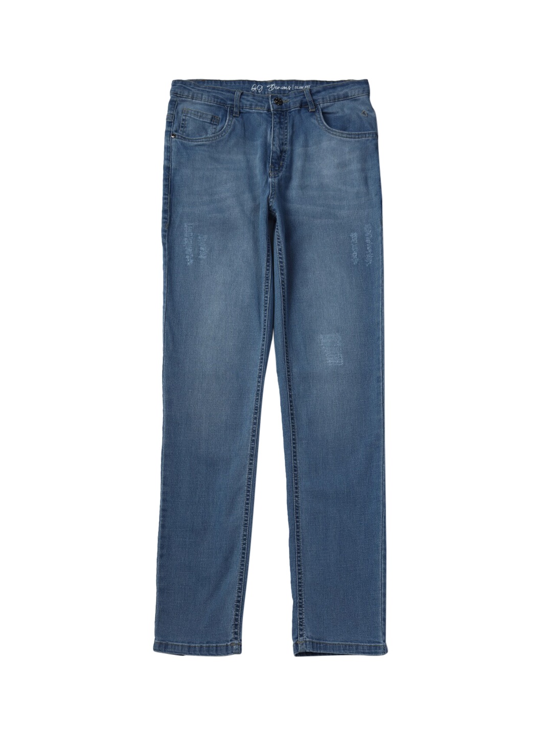 

Gini and Jony Boys Blue Straight Fit Low Distress Light Fade Jeans