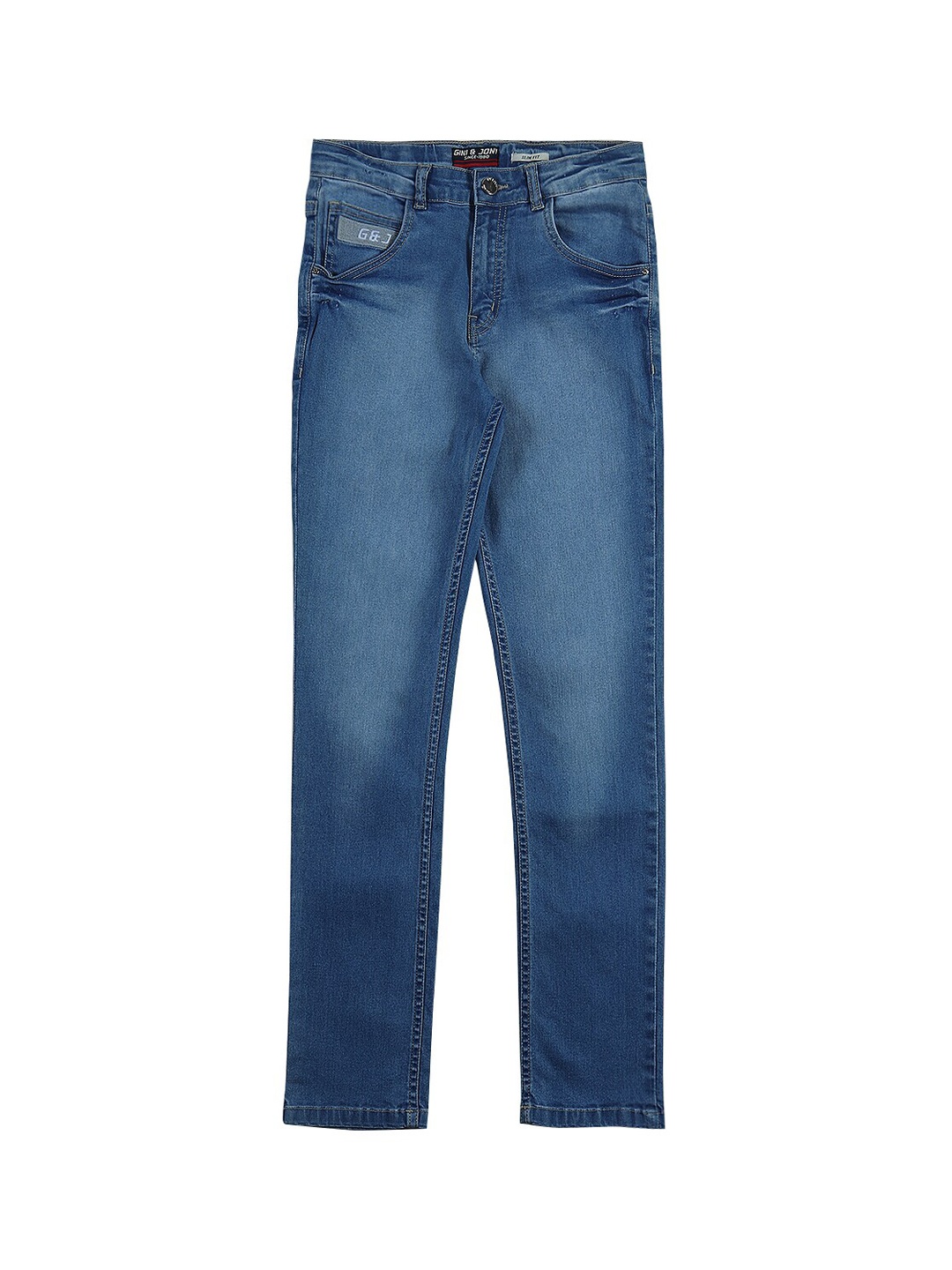 

Gini and Jony Boys Blue Straight Fit Mildly Distressed Light Fade Jeans
