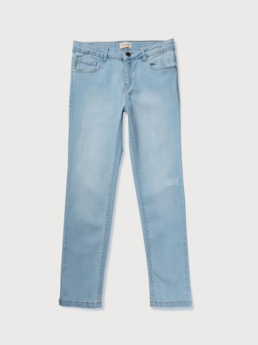 

Gini and Jony Girls Blue Straight Fit Low Distress Light Fade Jeans