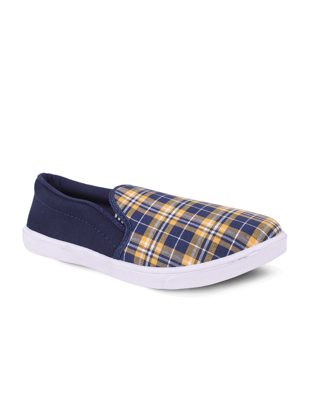 

FABBMATE Men Yellow & Navy Blue Walking Non-Marking Shoes