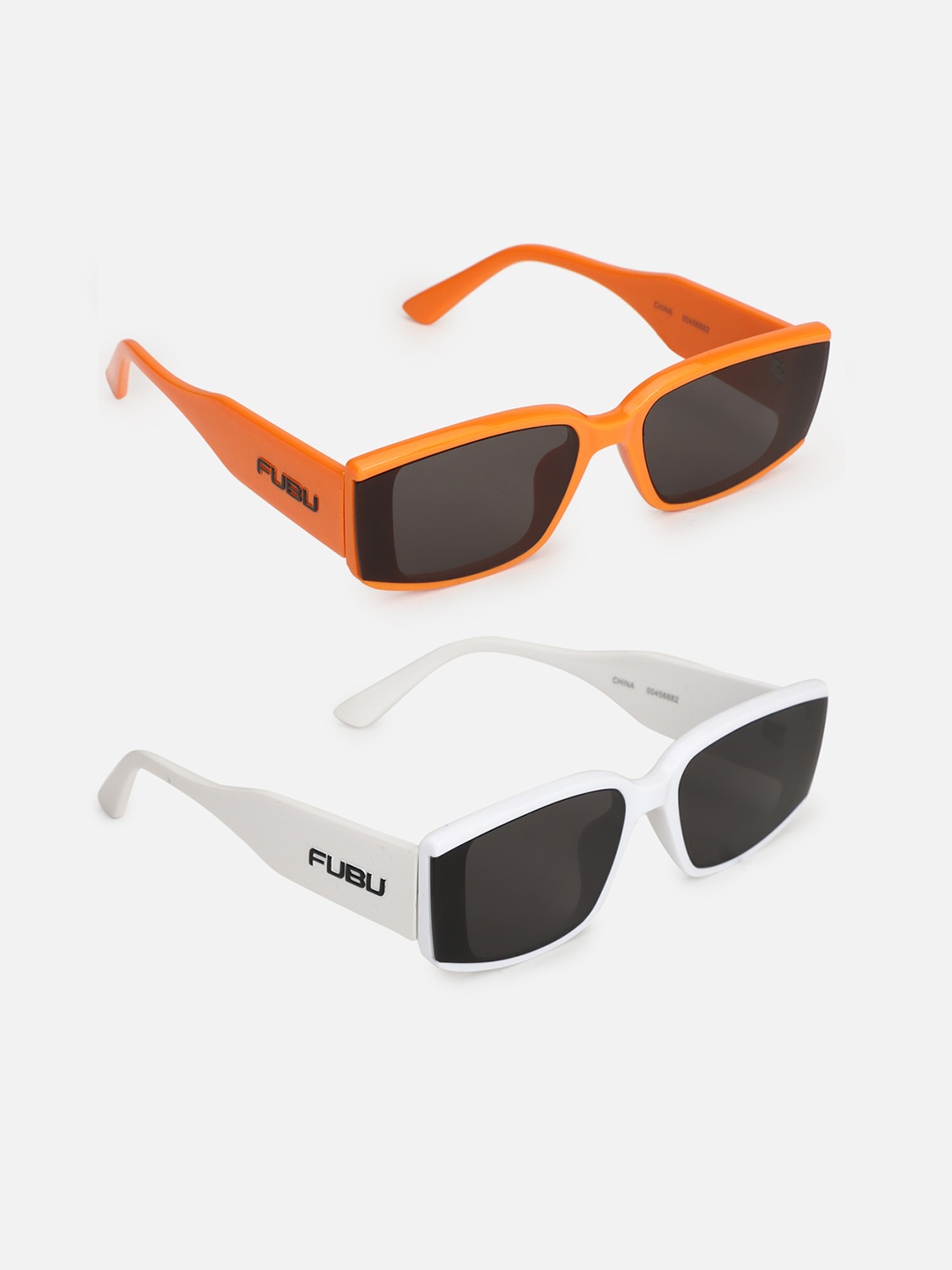 

FOREVER 21 Women Set of 2 Black Lens & Orange Rectangle Sunglasses
